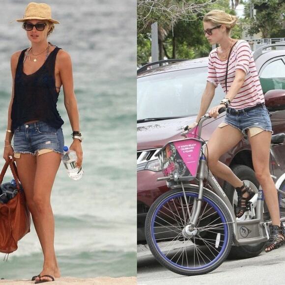 rag & bone / JEAN The Mila Short Moss w/ Holes Distressed Denim Cutoff Shorts 29 - Picture 7 of 12